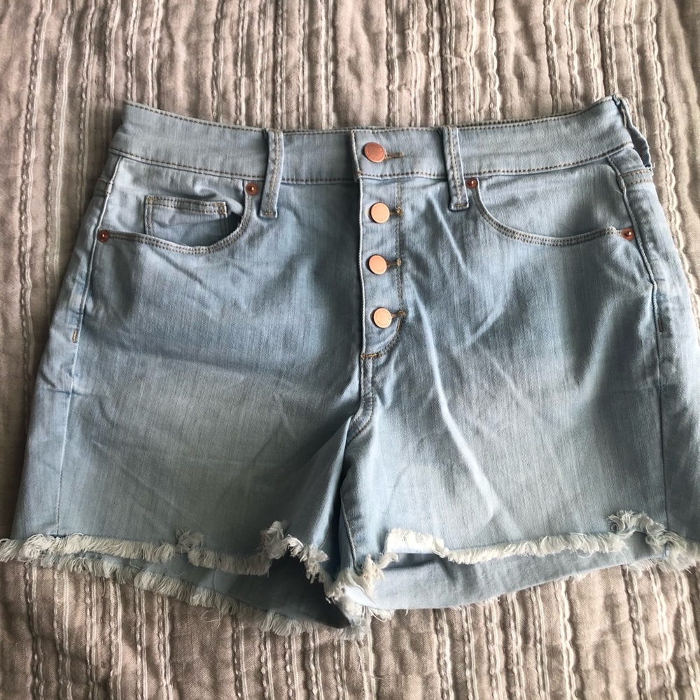 Universal Thread Light Blue High-Rise Button-Front Denim Shorts